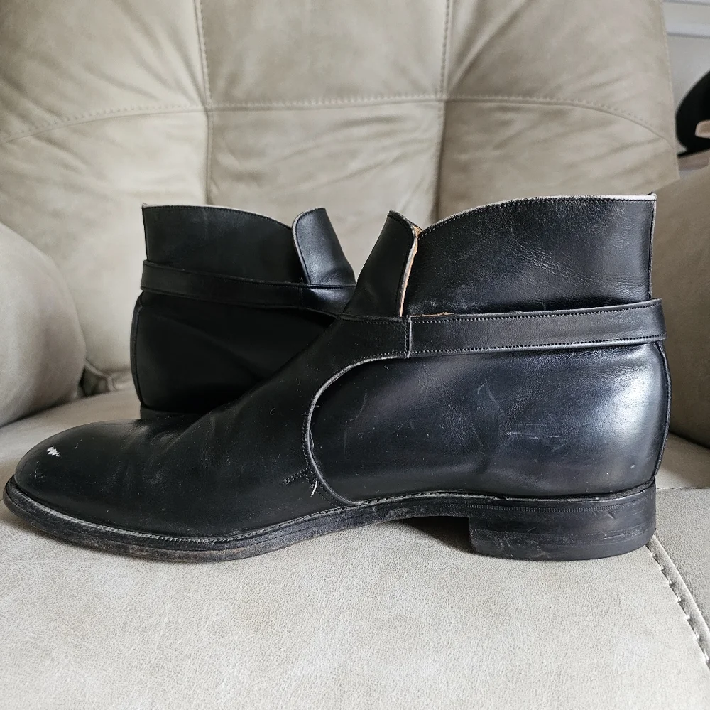 Cheany of London Derby Monk Buckle Black‎ Leather Boots sz UK 12, US 12.5